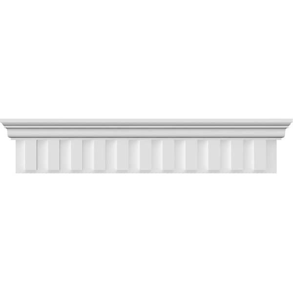 Ekena Millwork 162" Bottom Width x 166 3/4" Top Width x 9 3/8"H x 7/8"P Dentil Crosshead CRH09X162DE - main